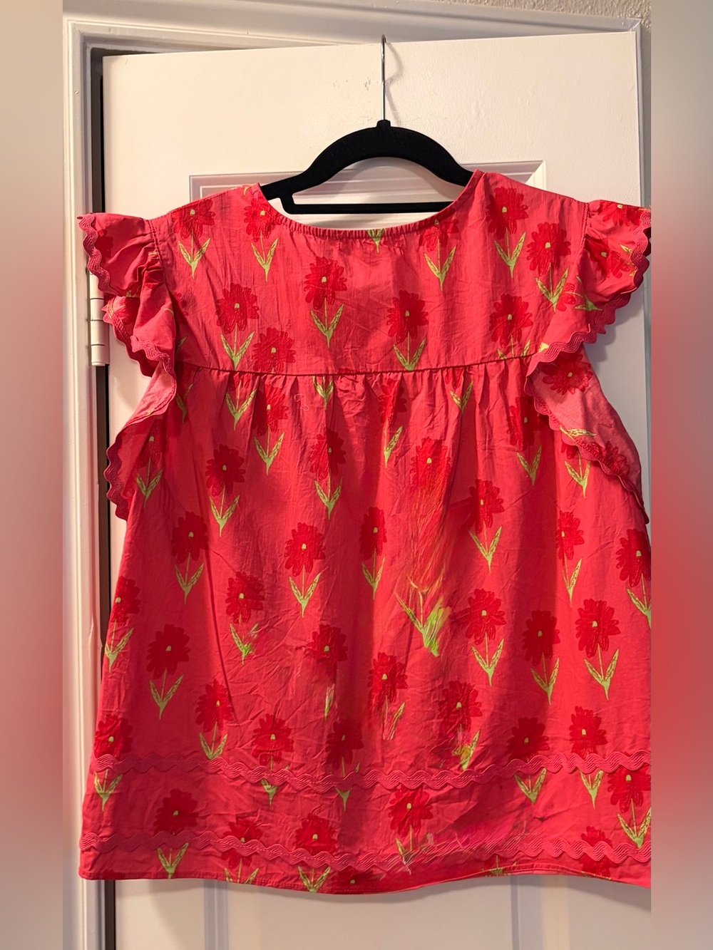 Wishlist Coral Ric Rac Ruffle Sleeve Blouse - Picture 6 of 7